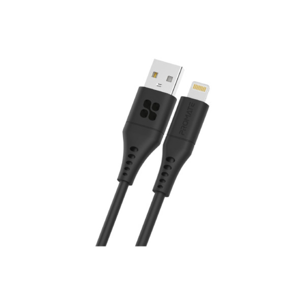Дата кабель USB 2.0 AM to Lightning 1.2m 2.4A black Promate (powerlink-ai120.black)