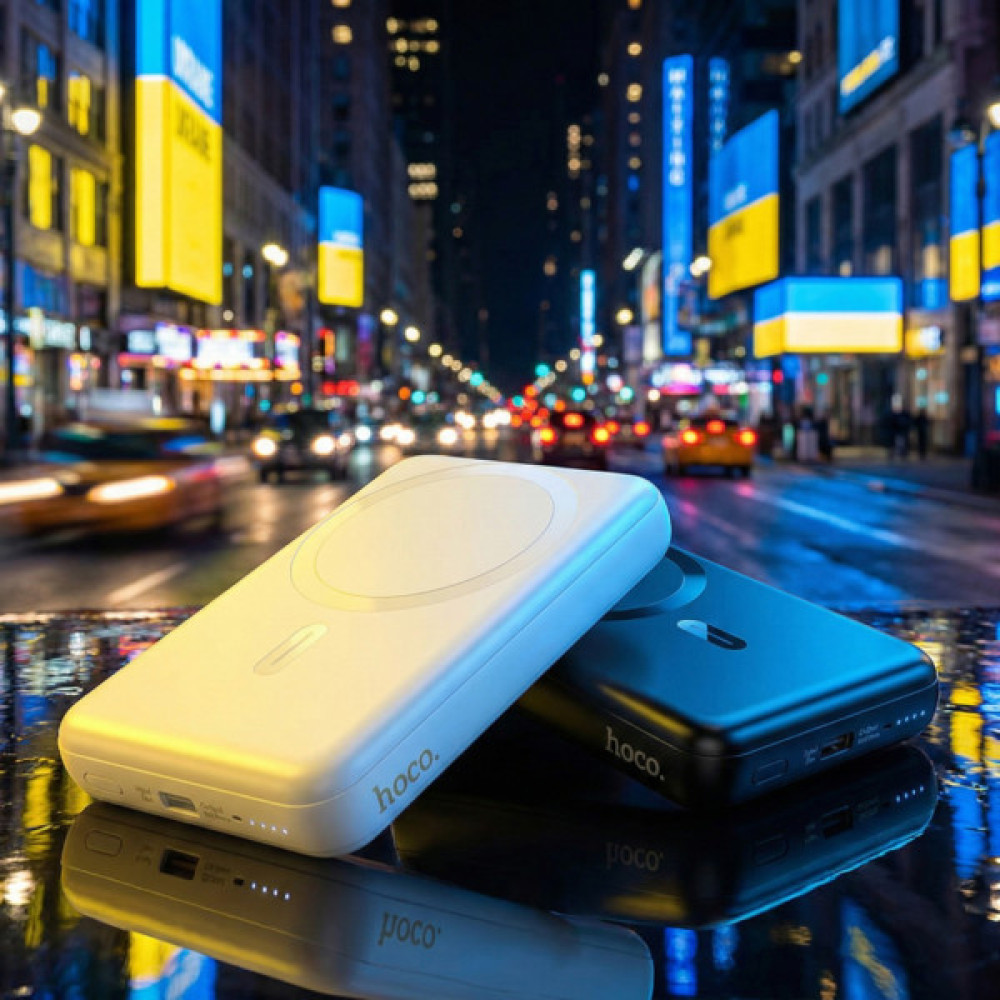 Батарея універсальна HOCO 10000mAh Grace PD/20W Magnetic White (J141 / 714985)