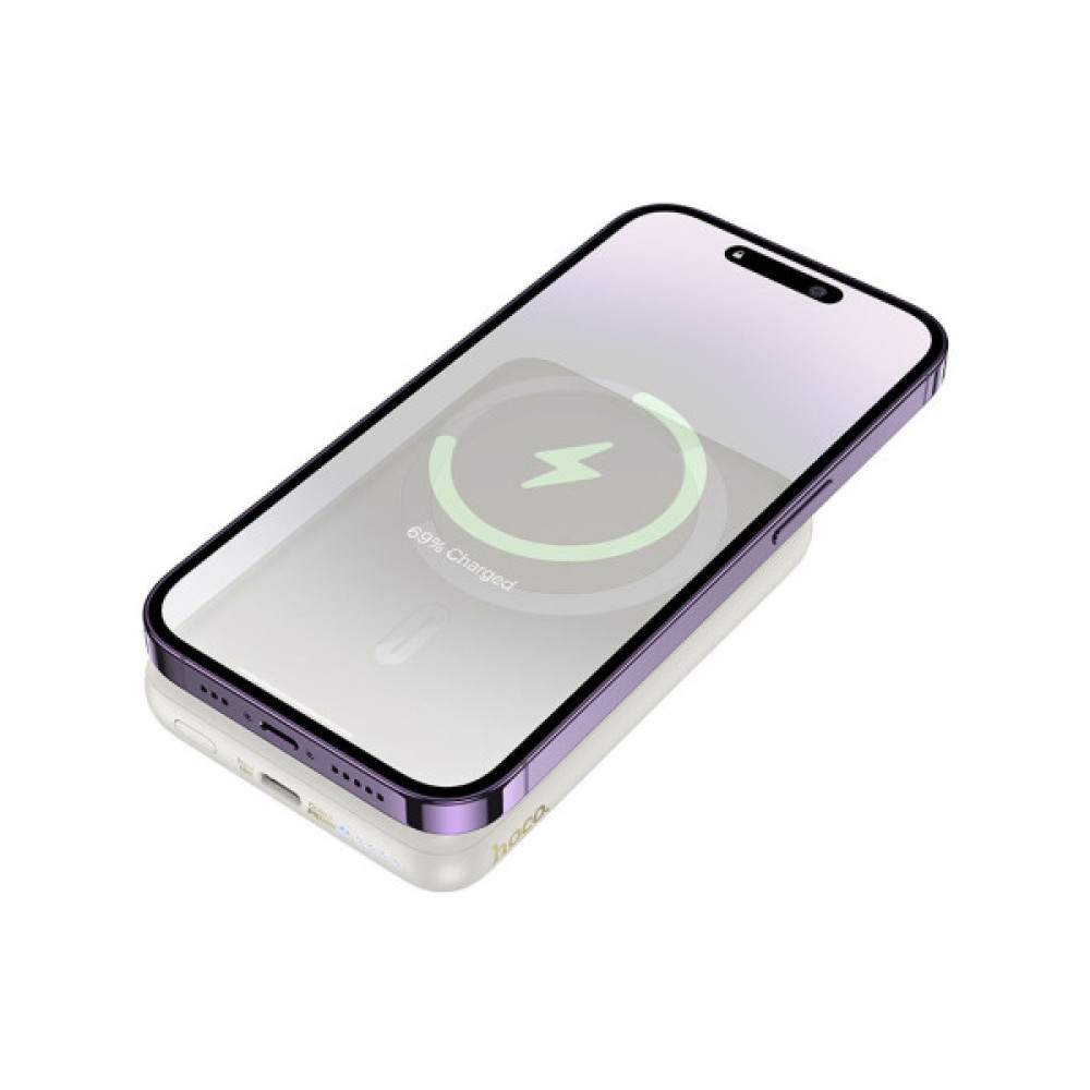 Батарея універсальна HOCO 10000mAh Grace PD/20W Magnetic White (J141 / 714985)