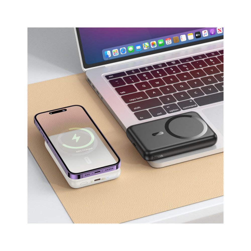 Батарея універсальна HOCO 10000mAh Grace PD/20W Magnetic White (J141 / 714985)