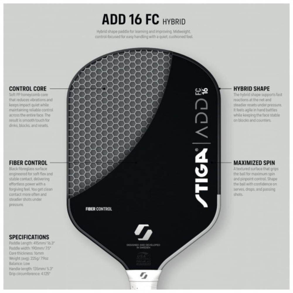 Ракетка для піклболу Stiga ADD FC 16 Hybrid (3201-0512-02) (932361)