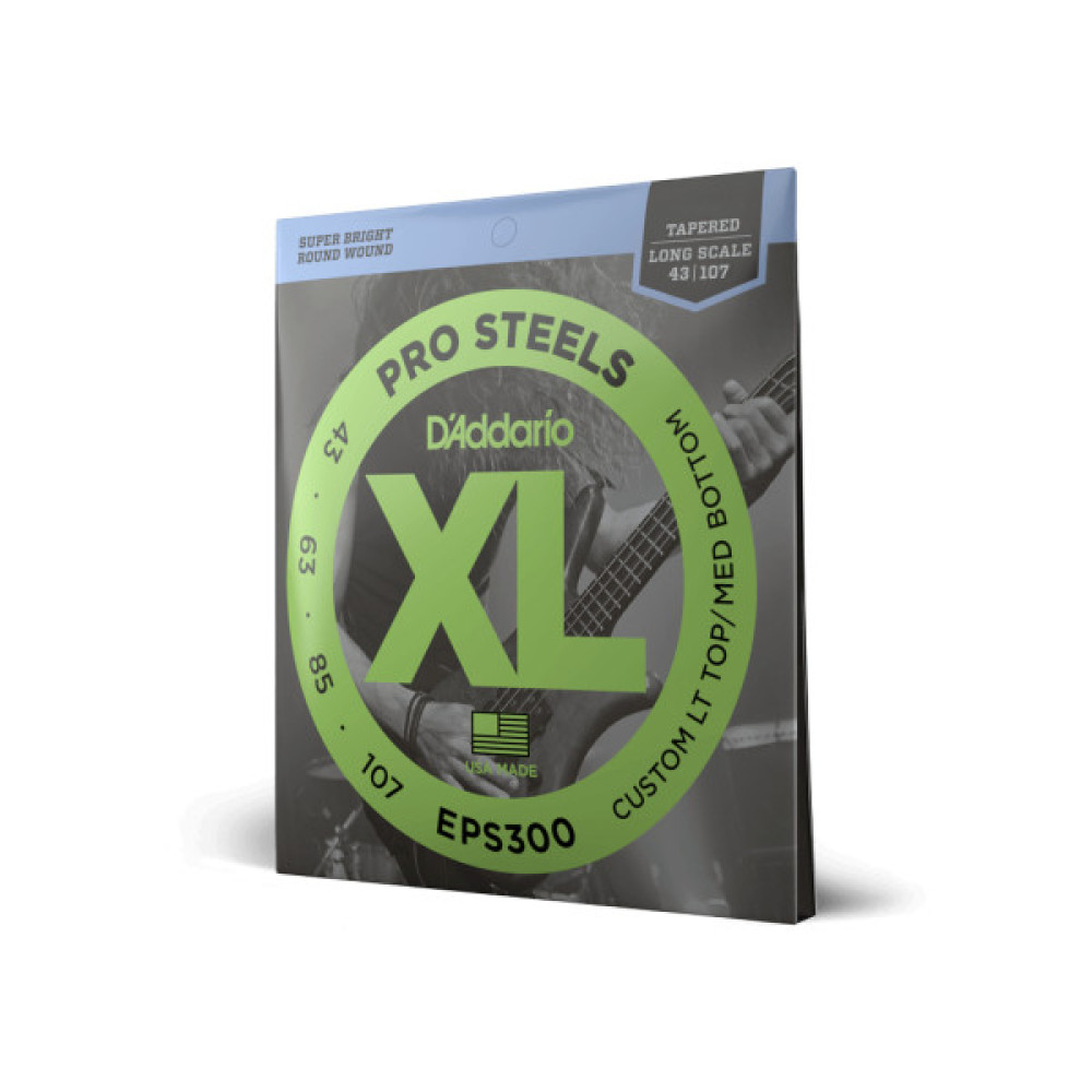 Струни для гітари D'Addario XL ProSteels Bass Custom Light Top/Medium Bottom (43-107) (EPS300)