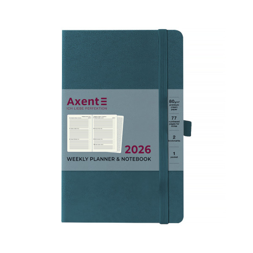 Тижневик Axent датований 2026 Partner Strong 125х195, лазурний (8505-26-63-A)