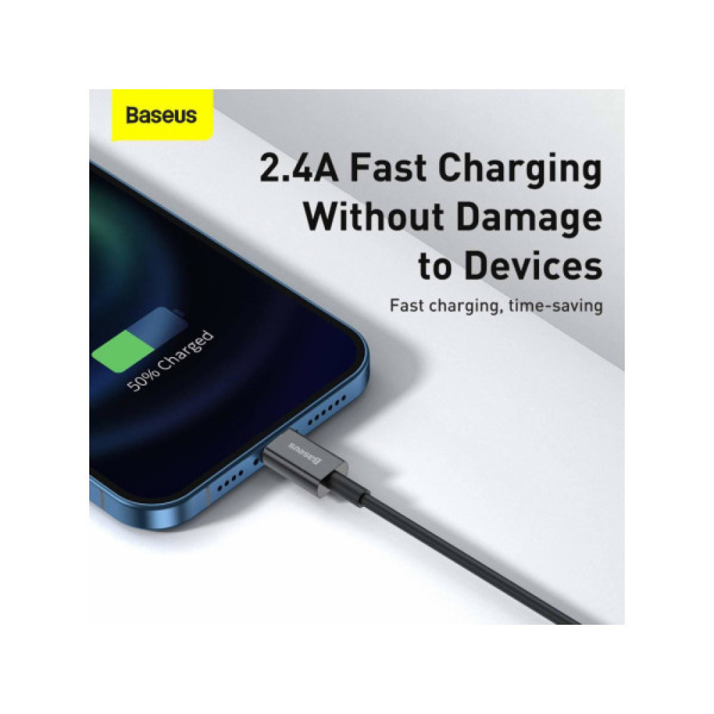 Дата кабель USB 2.0 AM to Lightning 2.0m 2.4A black Baseus (CALYS-C01)