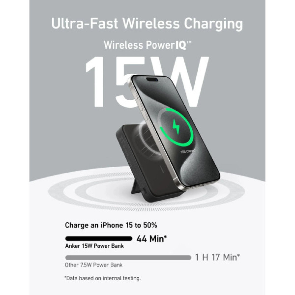 Батарея універсальна Anker 10000mAh MagGo Qi2/15W + USB-C PD 27W Black (A1654G11)