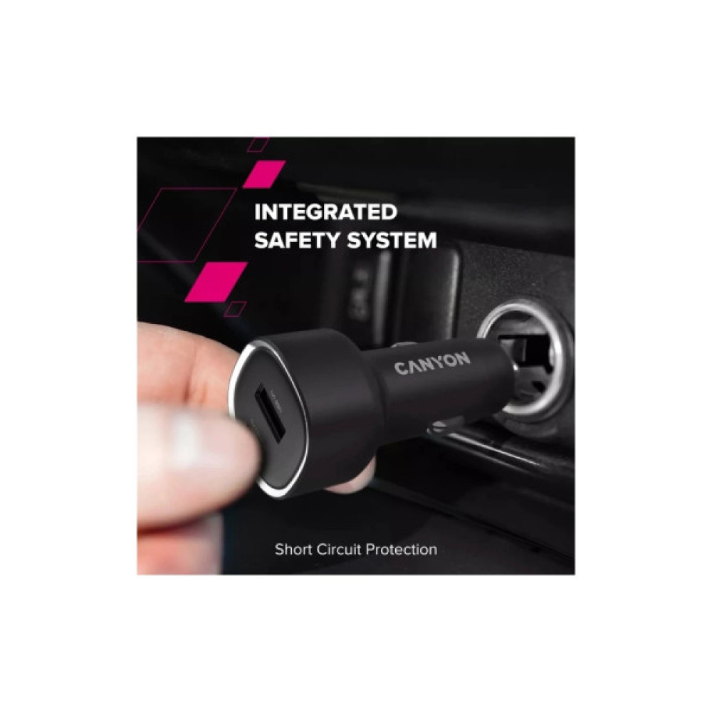 Зарядний пристрій Canyon 1xUSB + 1xUSB-C PD85W black (CNE-CCABR8AC)