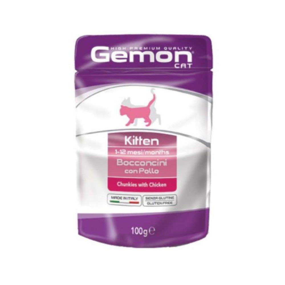 Вологий корм для кішок Gemon Cat Wet Kitten курка 100 г (8009470300896)