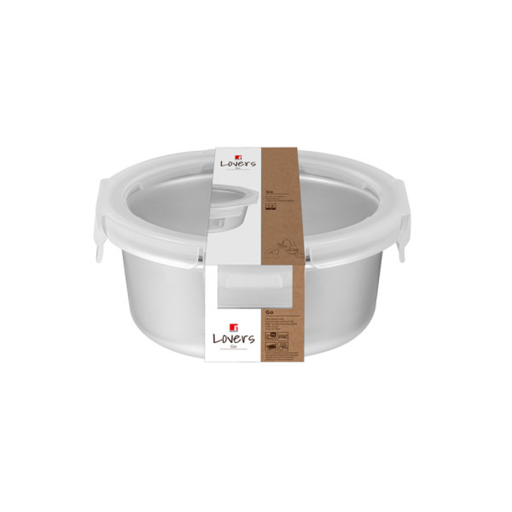 Харчовий контейнер Bergner Go Lovers з нержавіючої сталі круглий 1,5 л (BG-36316-GY)