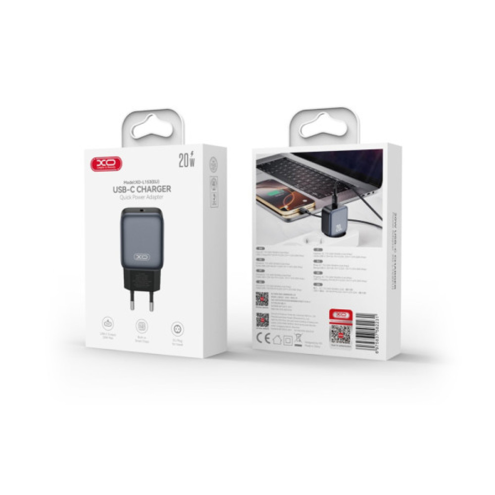 Зарядний пристрій XO USB-C PD20W black (L153_Black)