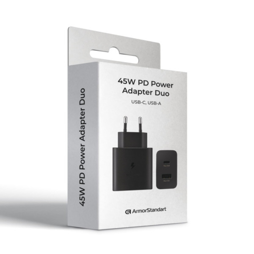 Зарядний пристрій Armorstandart AR-TA220 45W A+C PD Fast Charger Black (ARM73646)