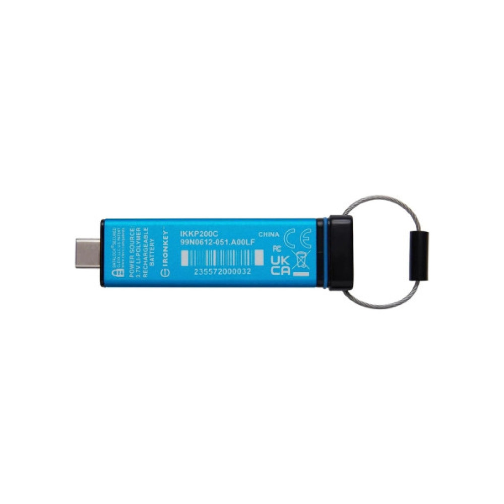 USB флеш накопичувач Kingston 128GB IronKey Keypad 200 Type-C Encrypted Blue USB 3.2 (IKKP200C/128GB)
