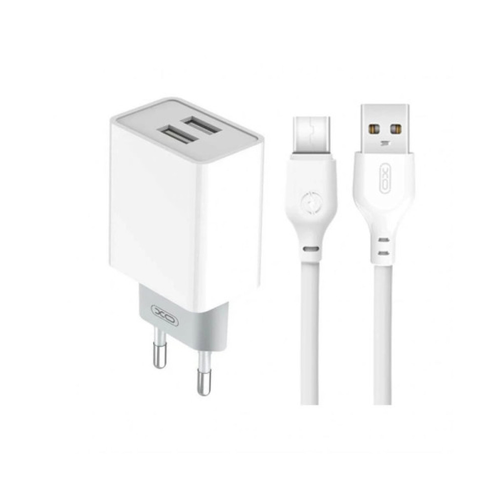 Зарядний пристрій XO L65 адаптер 2USB / 2.4А + Type-C white (XO-L65-TC)