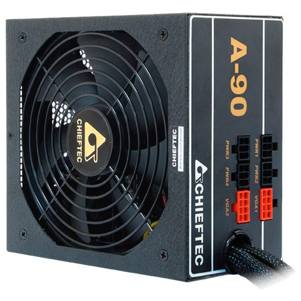 Блок живлення CHIEFTEC A-90  (750W), >90%, 140мм, 1xMB 24pin(20+4), 1xCPU 8pin(4+4), 3xMolex, 8xSATA, 4xPCIe 8pin(6+2), Modular