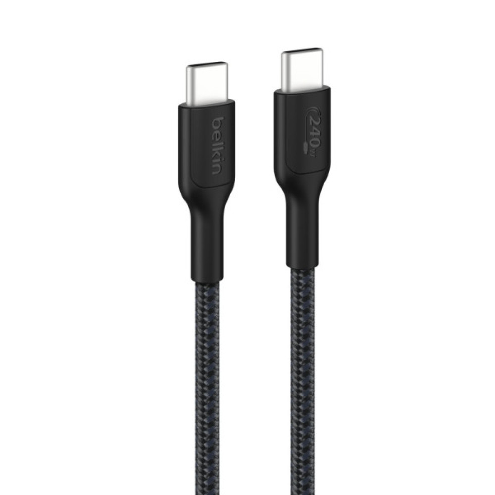 Кабель USB-C > USB-C заряджання/синхронізації Belkin 1м, 240Вт, Type-C, плетений, чорний