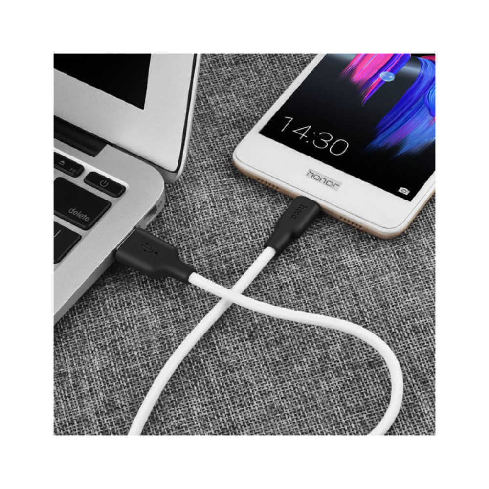 Дата кабель USB 2.0 AM to Micro 5P 1.0m 2A silicone X21 black+white HOCO (6957531071389)