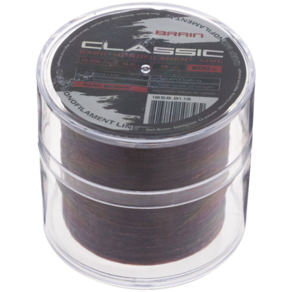Волосінь Brain Classic Carp Line (dark brown) 600m 0.25mm 15lb 6.6kg (1858.81.13)