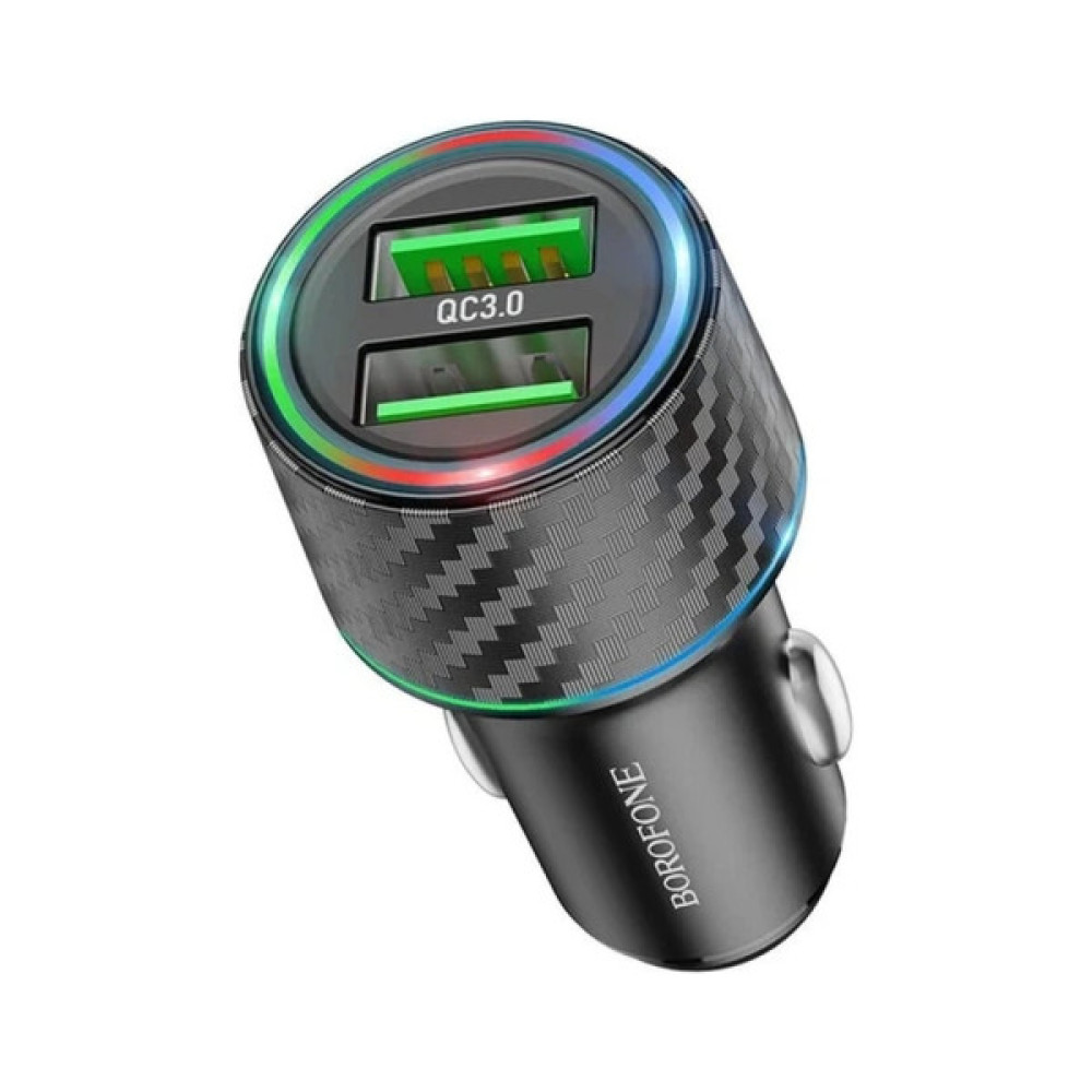Зарядний пристрій BOROFONE 2xUSB QC3.0 36W car adapter black (6941991101205)