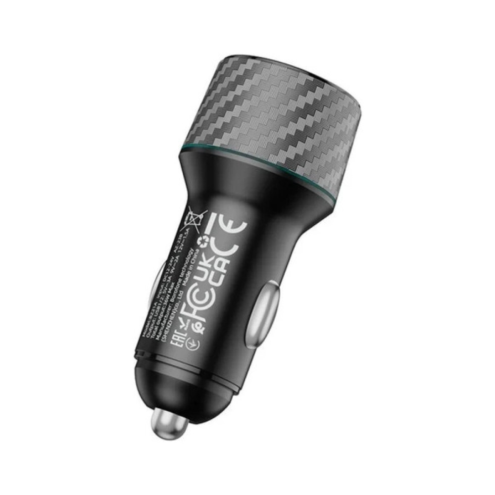 Зарядний пристрій BOROFONE 2xUSB QC3.0 36W car adapter black (6941991101205)