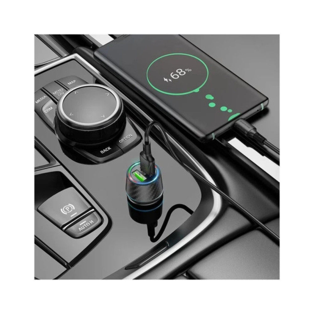 Зарядний пристрій BOROFONE 2xUSB QC3.0 36W car adapter black (6941991101205)