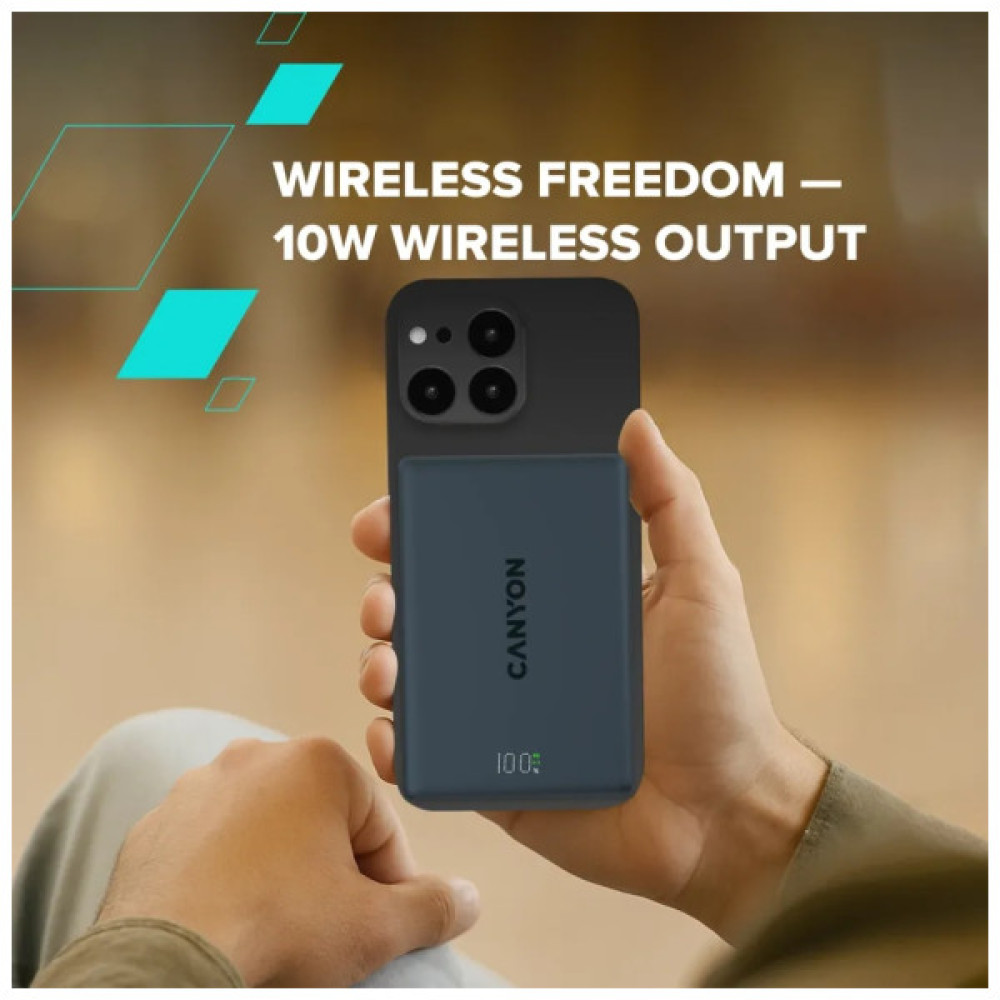 Батарея універсальна Canyon 10000mAh OnPower 511 PD20W Magnetic wireless MagSafe Black (CNS-CPB511B)