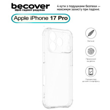Чохол до мобільного телефона BeCover Anti-Shock Apple iPhone 17 Pro Clear (713797) Чохол до мобільного телефона BeCover Anti-Shock Apple iPhone 17 Pro Clear (713797)