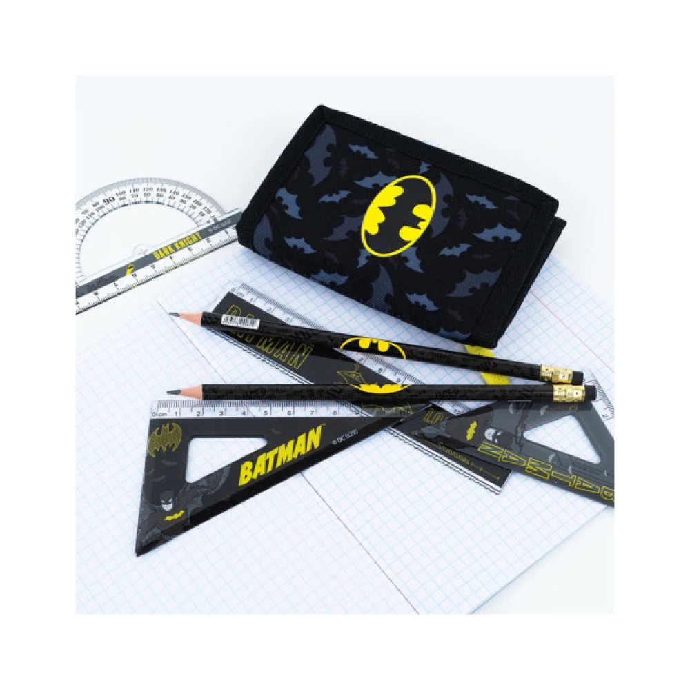 Лінійка Kite набір: лінійка 15 см, 2 косинця, транспортир DC Comics (DC25-282)