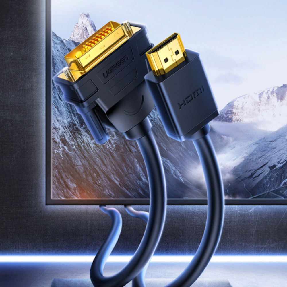 Кабель мультимедійний HDMI M to DVI M 1.0m HD106 black Ugreen (30116) Кабель мультимедійний HDMI M to DVI M 1.0m HD106 black Ugreen (30116)