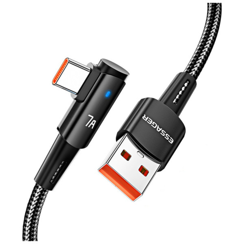 Дата кабель USB 2.0 AM to USB-C 1.0m 100W 90° corner black Essager (EXCWT7A-CG01-P)