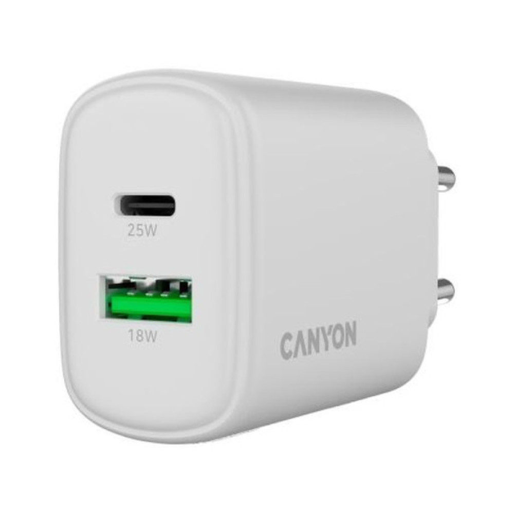 Зарядний пристрій Canyon OnCharge 250 25W 1xPD 1xQC EU White (CNE-CHA250-21)
