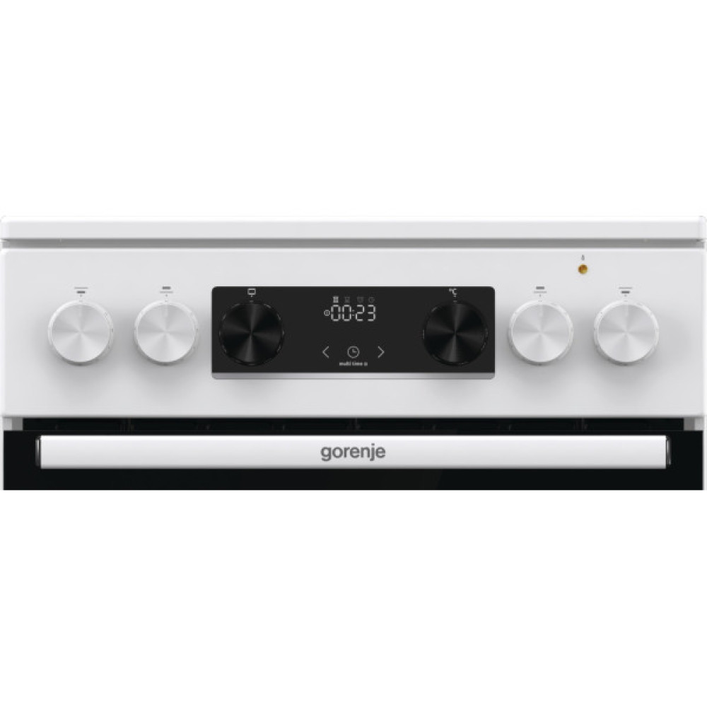 Плита Gorenje електрична склокерамічна, 70л, 50x60см, дисплей, приготування з паром, програматор, білий