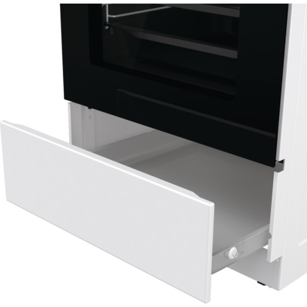 Плита Gorenje електрична склокерамічна, 70л, 50x60см, дисплей, приготування з паром, програматор, білий