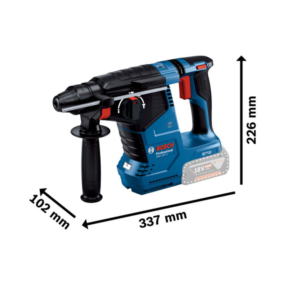 Перфоратор акумуляторний Bosch Professional GBH 187-LI SDS-Plus 18В 2.4Дж 2.9кг без АКБ та ЗП