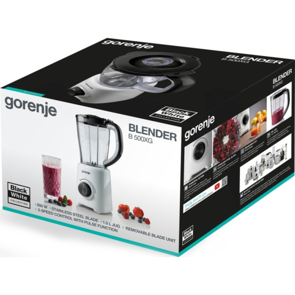 Блендер Gorenje стаціонарний 500Вт, чаша-1500мл, білий