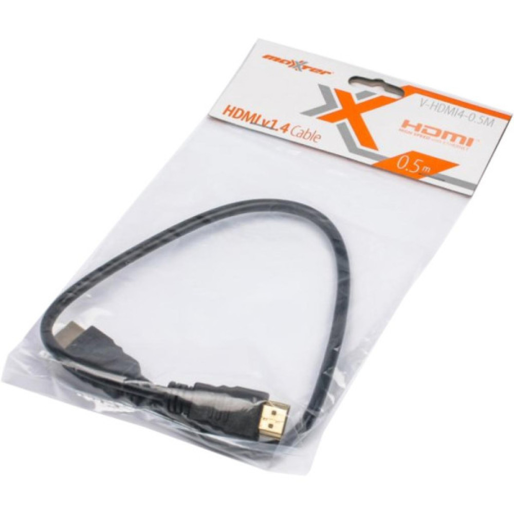 Кабель мультимедійний HDMI M to HDMI M 0.5m Maxxter (V-HDMI4-0.5M)