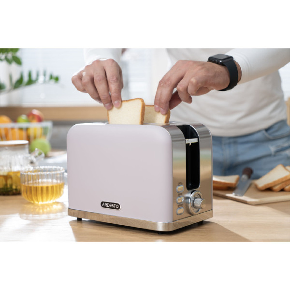 Тостер ARDESTO Lilac Dream, 800Вт, метал, 2 слоти, ліловий+сріблястий