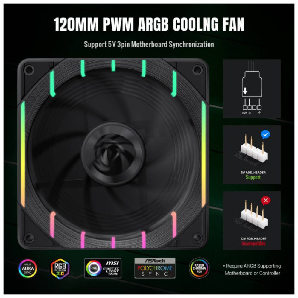 Кулер до корпусу Gamemax Tornado T12 ARGB
