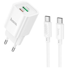 Зарядний пристрій HOCO C149A Charm 1xUSB-C PD30W + 1xUSB QC3.0 + cable USB-C to USB-C White (6942007630351)