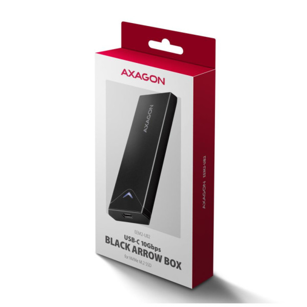 Кишеня зовнішня AXAGON USB-C 10Gbps metal box for M.2 NVMe SSD BLACK ARROW (EEM2-UB2)