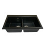 Набір кухонний Adamant Similar, штучний камінь, прямокут., без крила, 885x505x230мм, чаша - 2, врізна, чорний + змішувач + дозатор + ополіскувач склянок + коландер