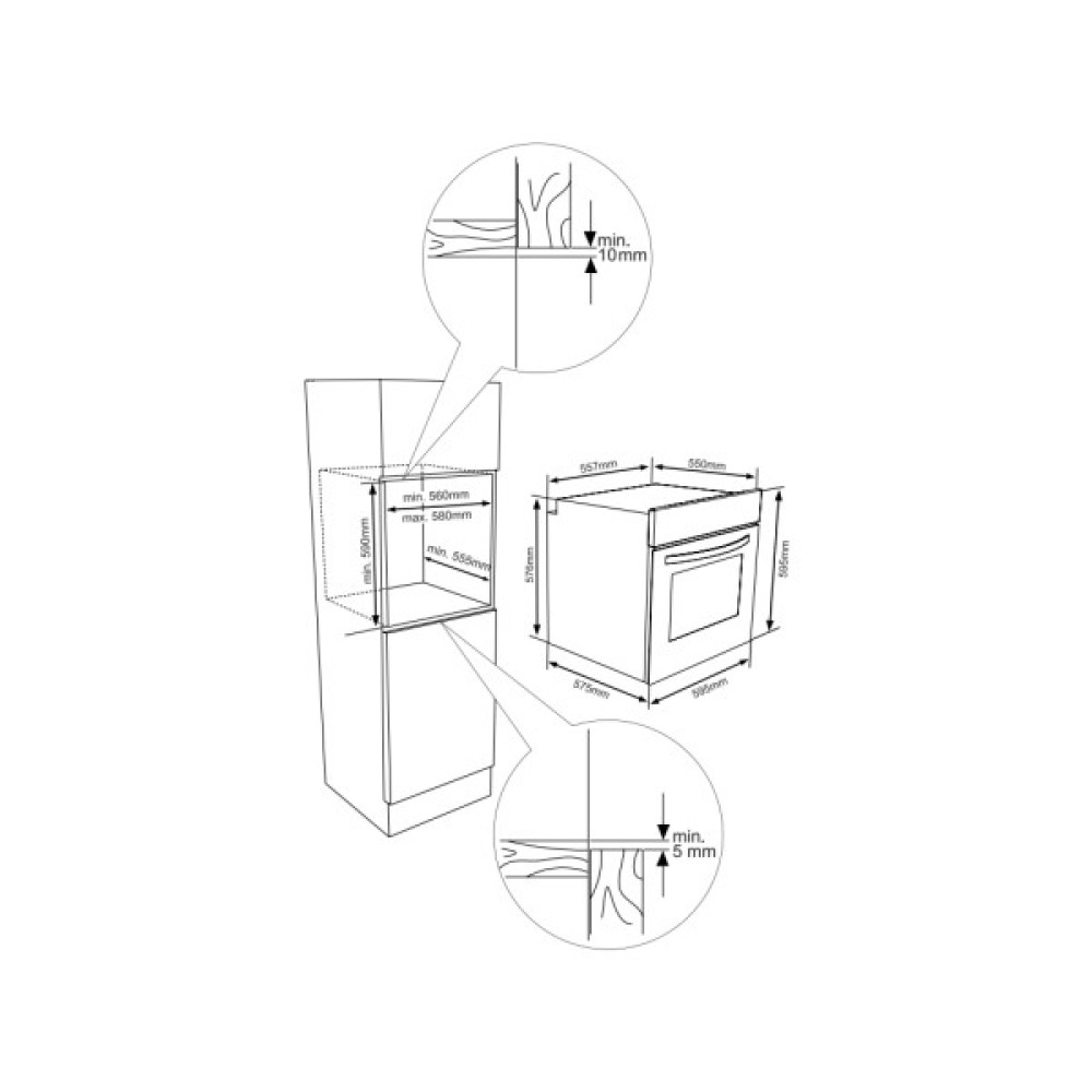 Духова шафа HEINNER HBO-V656GC-BK