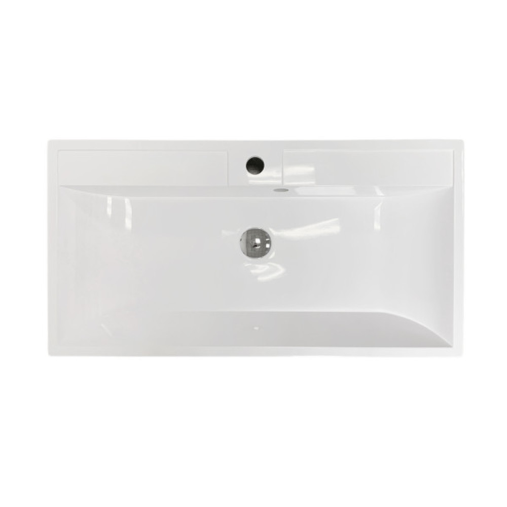 Раковина, умивальник Adamant STRENG NEW, штучний камінь, прямокут., з отвором для змішувача, з отвором для переливу, 790x410x123мм, накладний, білий