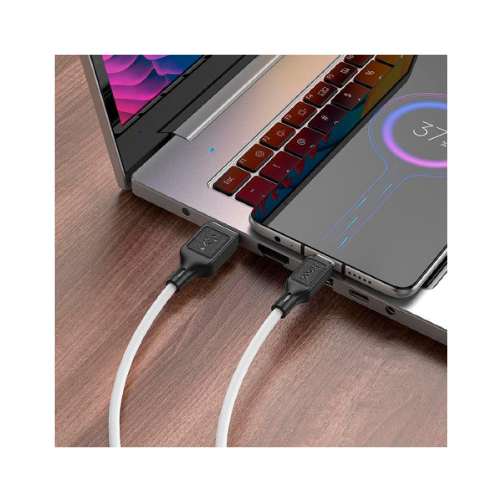 Дата кабель USB 2.0 AM to Micro 5P 1.0m Cool silicone X90 white HOCO (6931474788436)