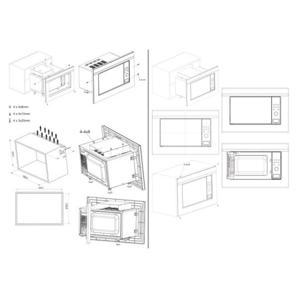 Мікрохвильова піч Hansa вбудовувана, 20л, електр.управл., 700Вт, гриль, дисплей, відкр.кнопкою, чорний