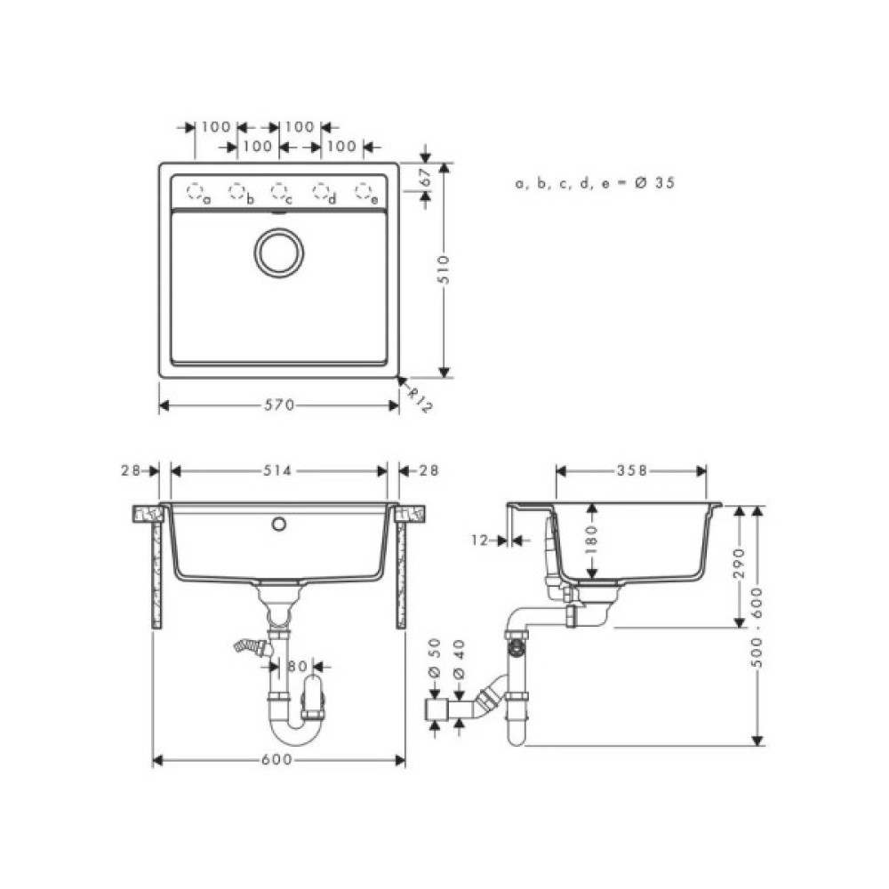 Мийка кухонна Hansgrohe S520-F510 + зміш. Talis M54 (43359800)