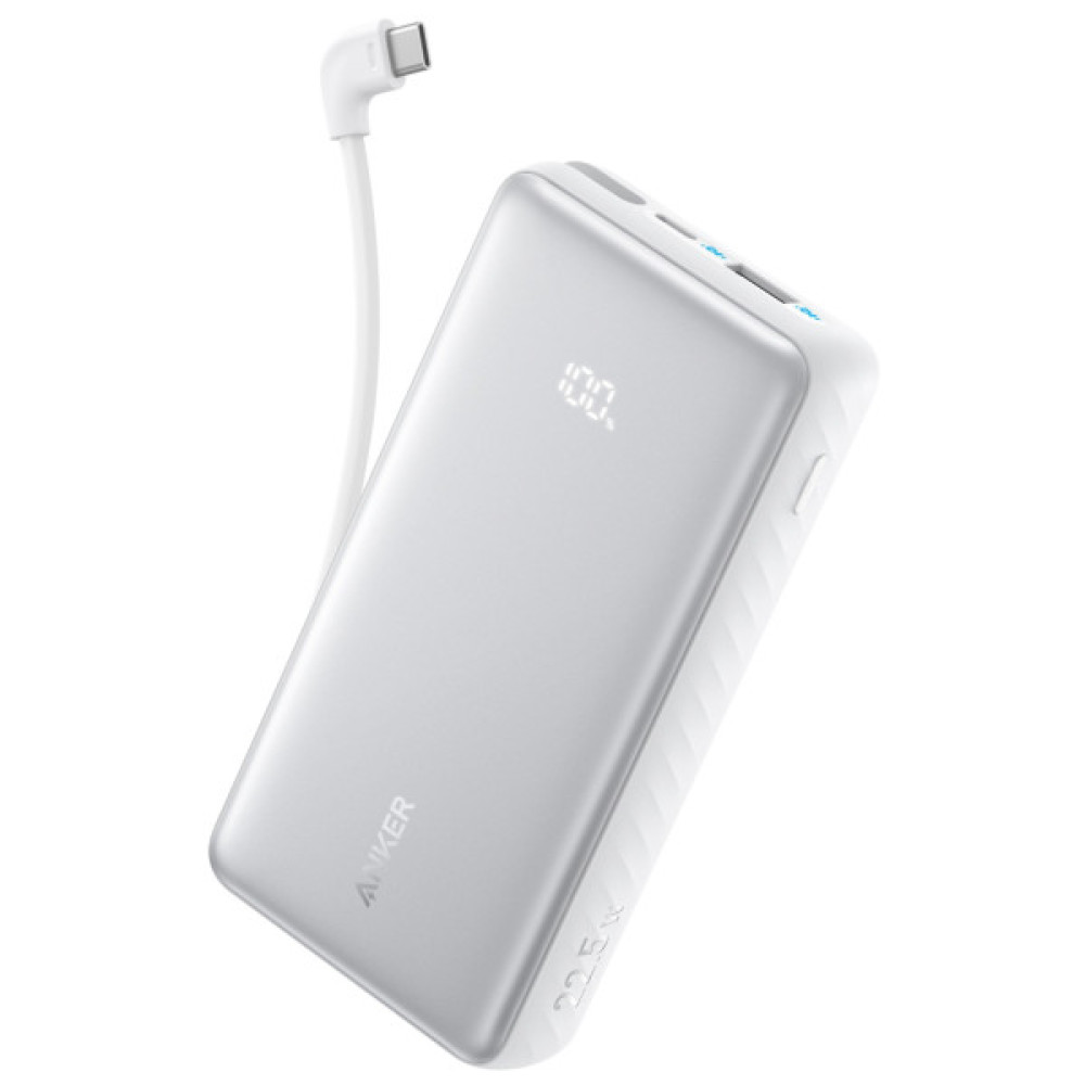 Батарея універсальна Anker 10000mAh 22.5W Built-In USB-C Cable White (A110DH21)