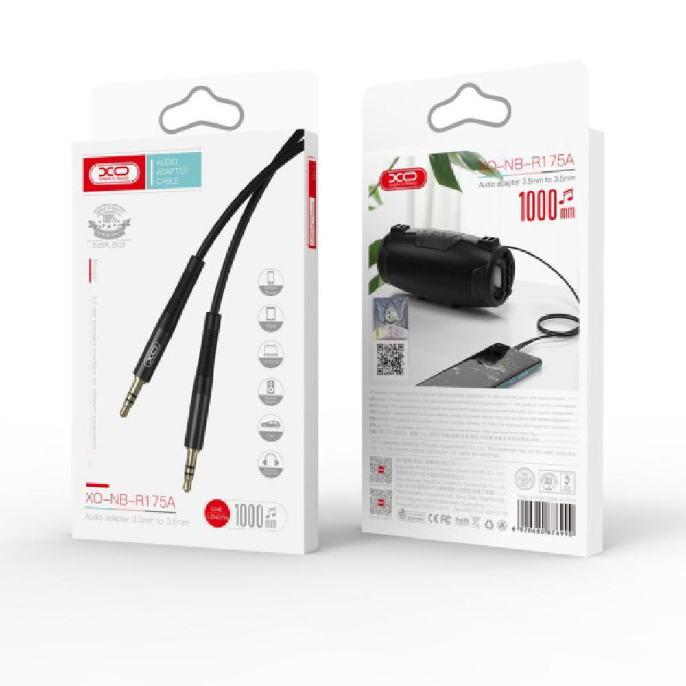 Кабель мультимедійний 3.5mm M to 3.5mm M 1.0m black XO (NBR175A-BK)