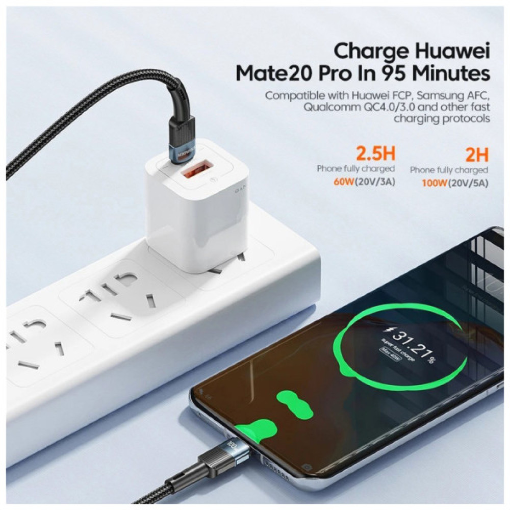 Дата кабель USB-C to USB-C 2.0m 100W blue Essager (EXCTT1-XCA03)