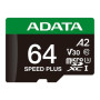 Карта пам'яті ADATA 64GB microSD class 10 UHS-I U3 V30 A2 Speed Plus (UD64GUI3V30A2SP-RA1)