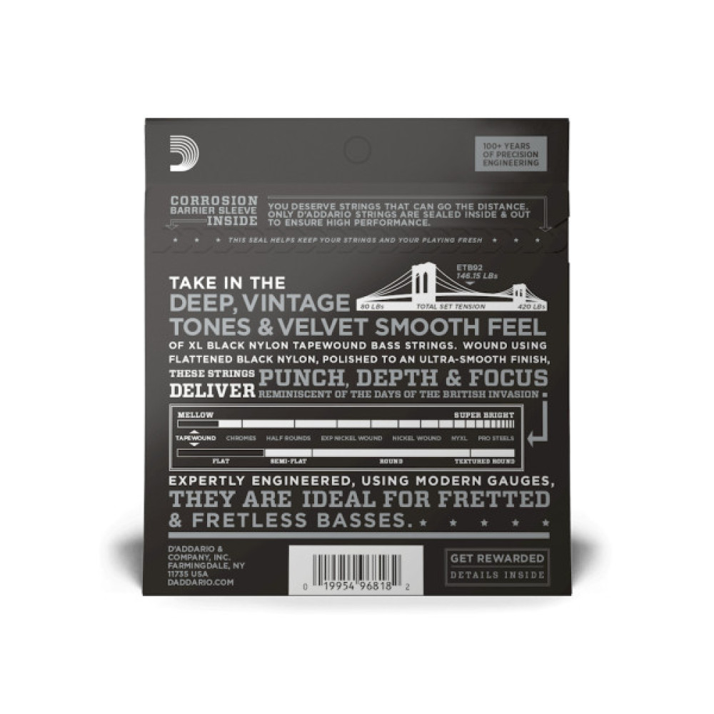 Струни для гітари D'Addario XL Nylon Tapewound Bass (50-105) (ETB92)