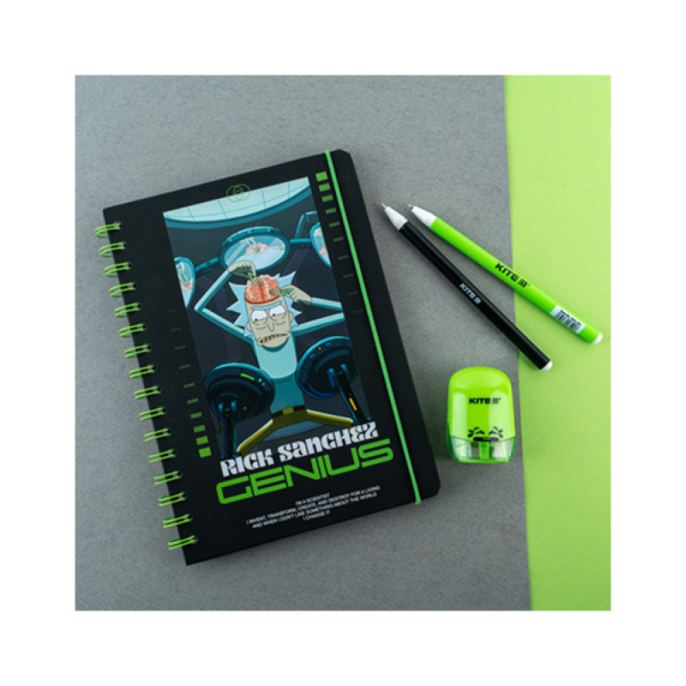 Блокнот Kite на спіралі A5 Rick and Morty , 80 аркушів, клітинка (RM24-190)